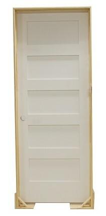 3 ft.  x 8ft. Shaker 5-Panel Solid Core Primed MDF Prehung Interior Door
