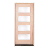 3 ft. x 6 ft. 8 in. Mahogany Exterior Prehung Door Modern 4 Lite