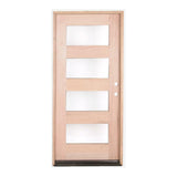 Puerta precolgada exterior de caoba de 3 pies x 6 pies 8 pulgadas, moderna, de 4 lados