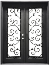 Lily 6/0x8/0 Exterior Wrought Iron Prehung Double Door