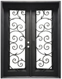 Lily 6/0x8/0 Exterior Wrought Iron Prehung Double Door