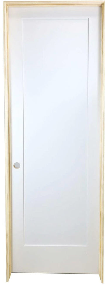 28 in. x 6ft. 8in. White 1-Panel Shaker Solid Core Primed MDF Prehung Interior Door