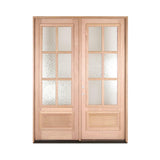 Puerta doble precolgada de caoba para exteriores de 6 pies x 8 pies con 6 paneles