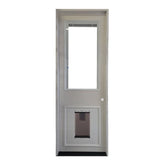 2/8x8/0 Prehung Fiberglass Exterior Door with Miniblinds and a Doggy Door