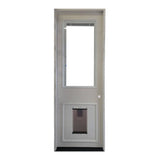 2/8x8/0 Prehung Fiberglass Exterior Door with Miniblinds and a Doggy Door