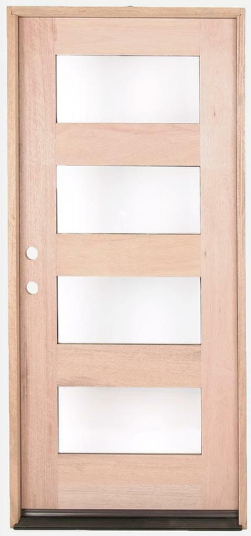 3 ft. x 6 ft. 8 in. Mahogany Exterior Prehung Door Modern 4 Lite