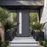 36 in. x 80 in. 1 Lite Offsite Acid Etch Painted Grey Prehung Fiberglass Exterior Door with Brickmold Exterior Doors