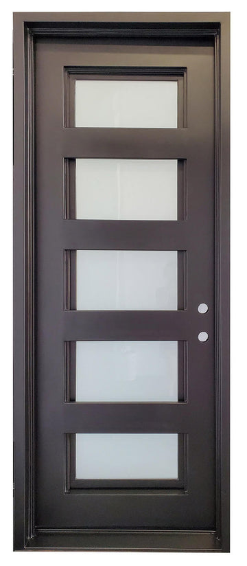 3 ft. x 8 ft. Single Exterior Wrought Iron Door with 5 Lites