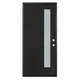 3/0x6/8 Single Prehung Fiberglass Door in Black with 1 Lite