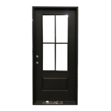 3/0x6/8 Single Prehung Fiberglass Door with 4 Lites in Charcoal