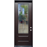 3/0x8/0 Hometown Single Prehung Fiberglass Door in Dark Walnut