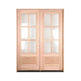 Puerta doble precolgada de caoba para exteriores de 6 pies x 8 pies con 6 paneles