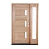 4 ft. 5 in. x 6 ft. 8 in. Exterior Mahogany Door Three Line Glass with One Sidelight