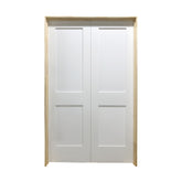 4 ft. x 6 ft. 8 in. White Shaker 2-Panel Solid Core Primed MDF Prehung Interior French Door