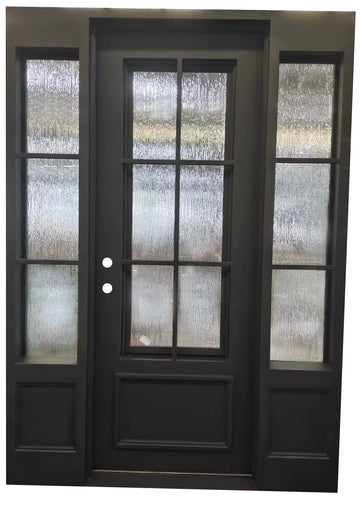 5/9x8/0 Square Exterior Wrought Iron Prehung Door with Sidelites