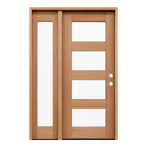 53 in x 80 in Exterior Mahogany Door | 1 Lite with Left Sidelight