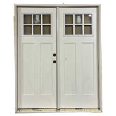 5/6x6/8 Craftsman 6 Lite Double Prehung Fiberglass Primed Door