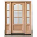 5/9x6/8 Exterior Mahogany Door Arched 6 Lite with Sidelights