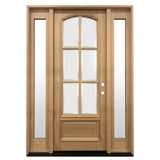 5/9x8/0 Exterior Mahogany Door Arched 6 Lite with Sidelights