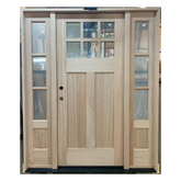 5 ft. 9 in. x 6 ft. 8 in. Exterior Mahogany 6 Lite Craftsman Door with Sidelites
