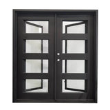 6/0x6/8 4 Lite Exterior Wrought Iron Prehung Double Door