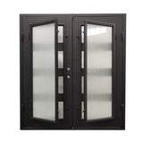 6/0x6/8 4 Lite Exterior Wrought Iron Prehung Double Door