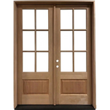 6/0x8/0 Exterior Mahogany Prehung Double Door | 6 Lite Without Moulding
