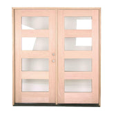 Puerta doble de 4 paneles precolgada de caoba para exteriores de 6 pies x 6 pies 8 pulgadas