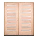 6 ft. x 6 ft. 8 in. Exterior Mahogany Prehung Double Door Modern 8 Lite