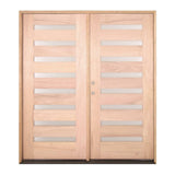 6 ft. x 6 ft. 8 in. Exterior Mahogany Prehung Double Door Modern 8 Lite