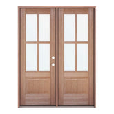 Puerta exterior precolgada clásica de caoba de 4 paneles de 6 pies x 6 pies 8 pulgadas