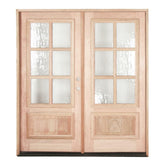 6 ft. x 6 ft. 8 in. Mahogany Prehung Front Double Door 6 Lite