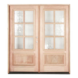 6 ft. x 6 ft. 8 in. Mahogany Prehung Front Double Door 6 Lite