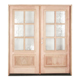 6 ft. x 6 ft. 8 in. Mahogany Prehung Front Double Door 6 Lite