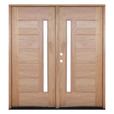 6 ft. x 6ft 8 in Exterior Mahogany Prehung Double Door | Horizontal 1 Line