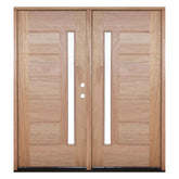 Puerta doble precolgada de caoba para exteriores de 6 pies x 6 pies 8 pulgadas | 1 luz