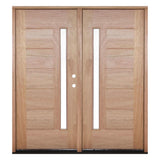 6 ft. x 6ft 8 in Exterior Mahogany Prehung Double Door | Horizontal 1 Line