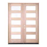 6 ft. x 8 ft. Exterior Mahogany Prehung Double Door with 5 Lites