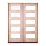 6 ft. x 8 ft. Exterior Mahogany Prehung Double Door with 5 Lites