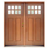 8 Lite Craftsman Single 6ft. x 6 ft. 8 in. Exterior Mahogany Prehung Double Door