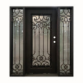 Carmen 5/9x6/8 Wrought Iron Prehung Front Door With Sidelites