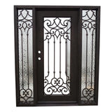 Carmen 5/9x6/8 Wrought Iron Prehung Front Door With Sidelites