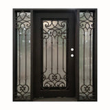 Carmen 5/9x6/8 Wrought Iron Prehung Front Door With Sidelites
