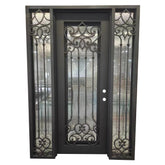 Carmen 5/9x8/0 Square Exterior Wrought Iron Prehung Double Door