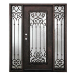 Carmen 5 ft. 9 in. x 6 ft. 8 in. Wrought Iron Prehung Front Door with Sidelites