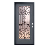 Puerta de fibra de vidrio precolgada simple Hestia de 3/0 x 6/8 en color gris