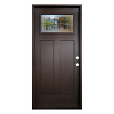 Puerta de fibra de vidrio precolgada Hometown de 3/0 x 6/8 pulgadas en nogal oscuro