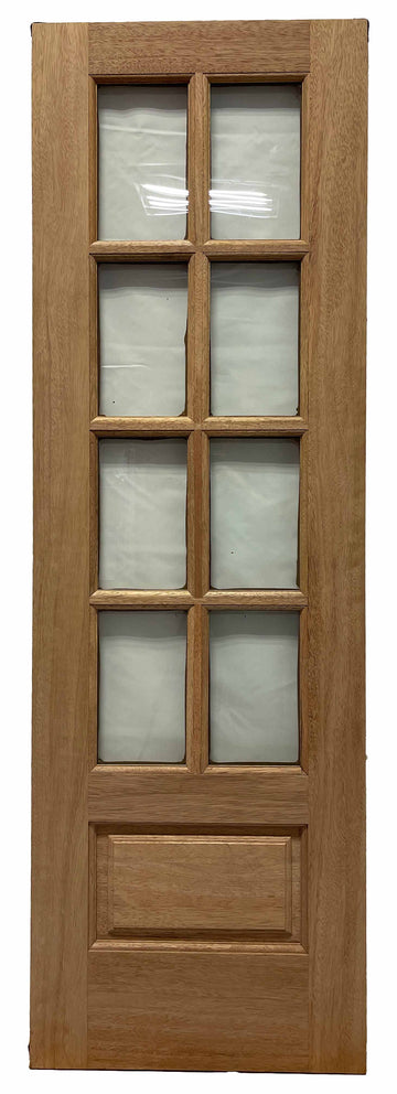 2 ft. 6 in. x 6 ft. 8 in. Unfinished 8-Glass Lite Mahogany Interior Prehung Door
