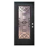 Puerta de fibra de vidrio precolgada simple Jupiter de 3/0 x 6/8 en color negro