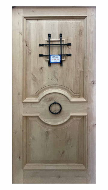 3ft. x 6 ft. 8 in. Knotty Alder Speakeasy Door Slab with handle